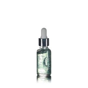 A light blue face serum in a dropper bottle named 'Simply clear'.