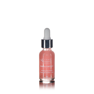 A pink face serum in a dropper bottle named 'Simply detox'.